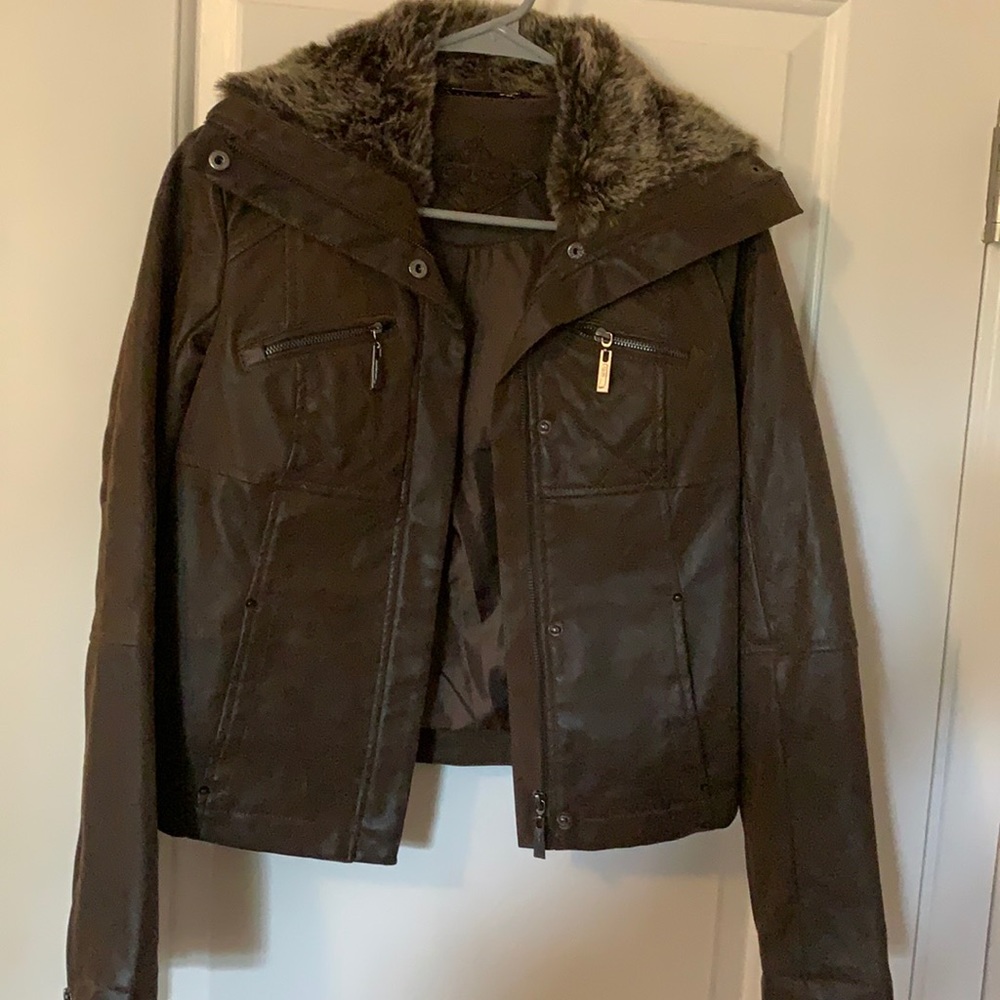 NEW Jou Jou bomber jacket with faux fur collar